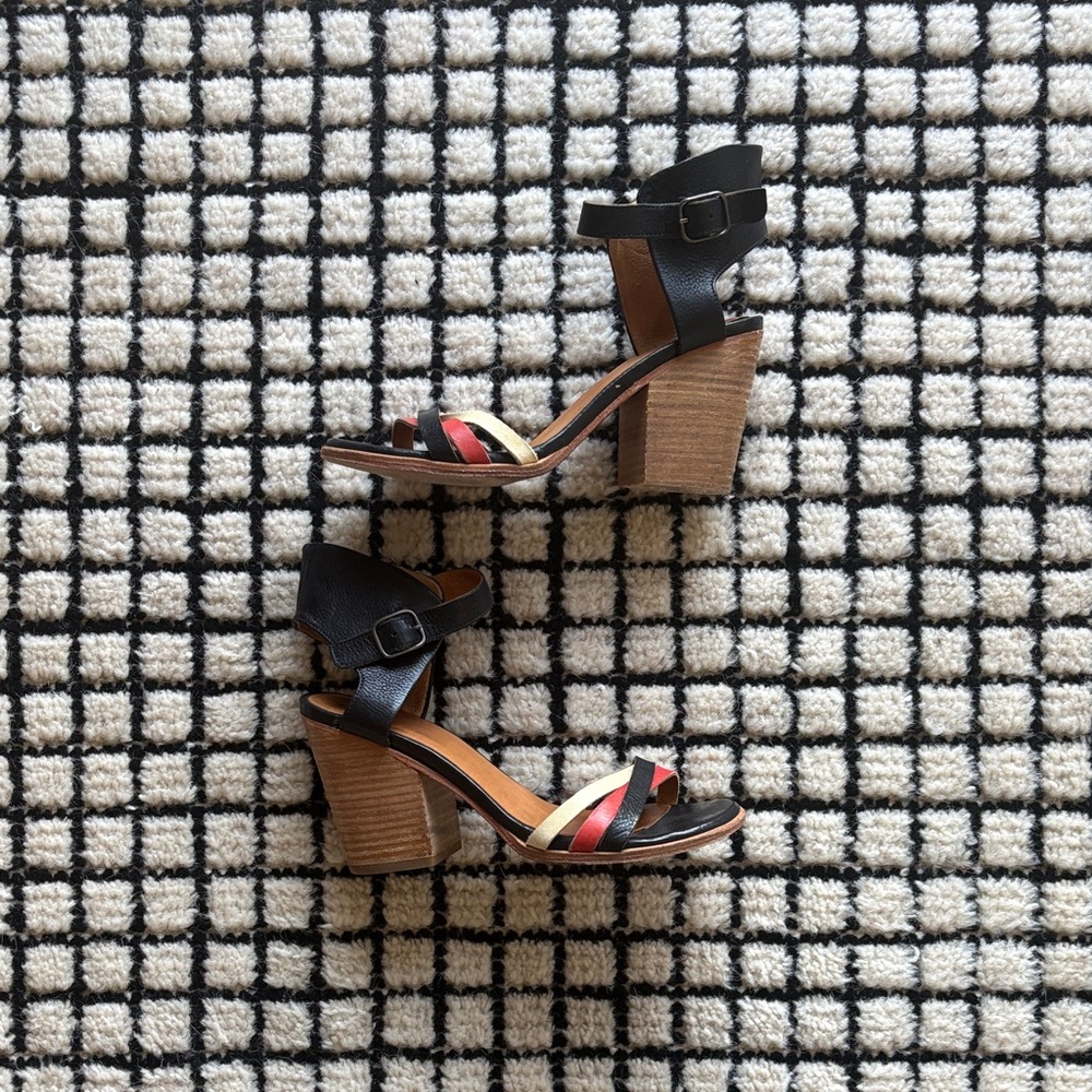 Elegant Black and Red Strappy Heels